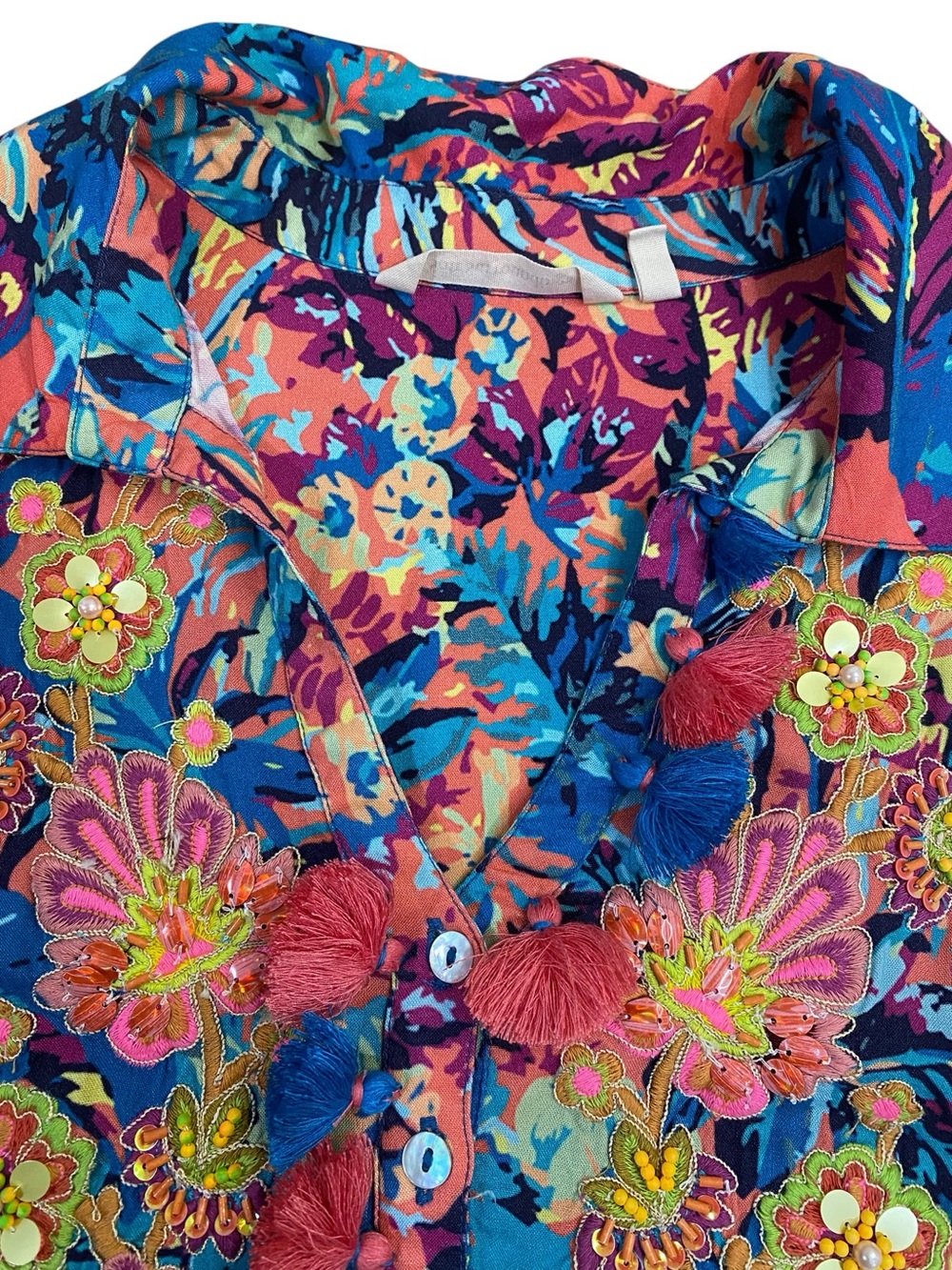 Soft Surroundings Florence Beaded and Embroidered Dress - Picture 10 of 12